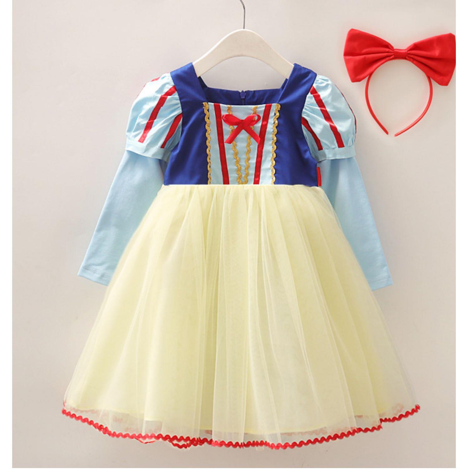 白雪公主裙子儿童夏季冰雪奇缘短袖连衣裙女童蓬蓬纱裙迪士尼礼服