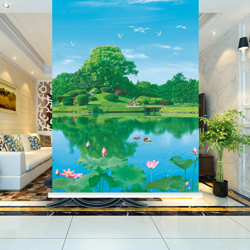 风景画半遮光手拉式卷帘免打孔厨房浴室客厅书房遮阳防晒窗帘成品h