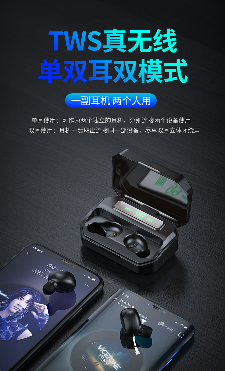 耐也niyett5蓝牙耳机双耳真无线运动入耳式50隐形超长待机迷你一对