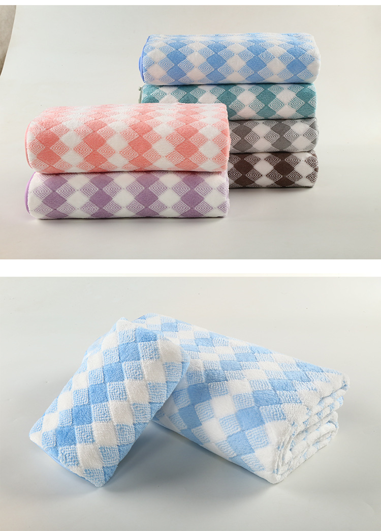 三色格阳离子珊瑚绒毛巾 柔软吸水不易掉毛擦脸巾 礼品定制毛巾