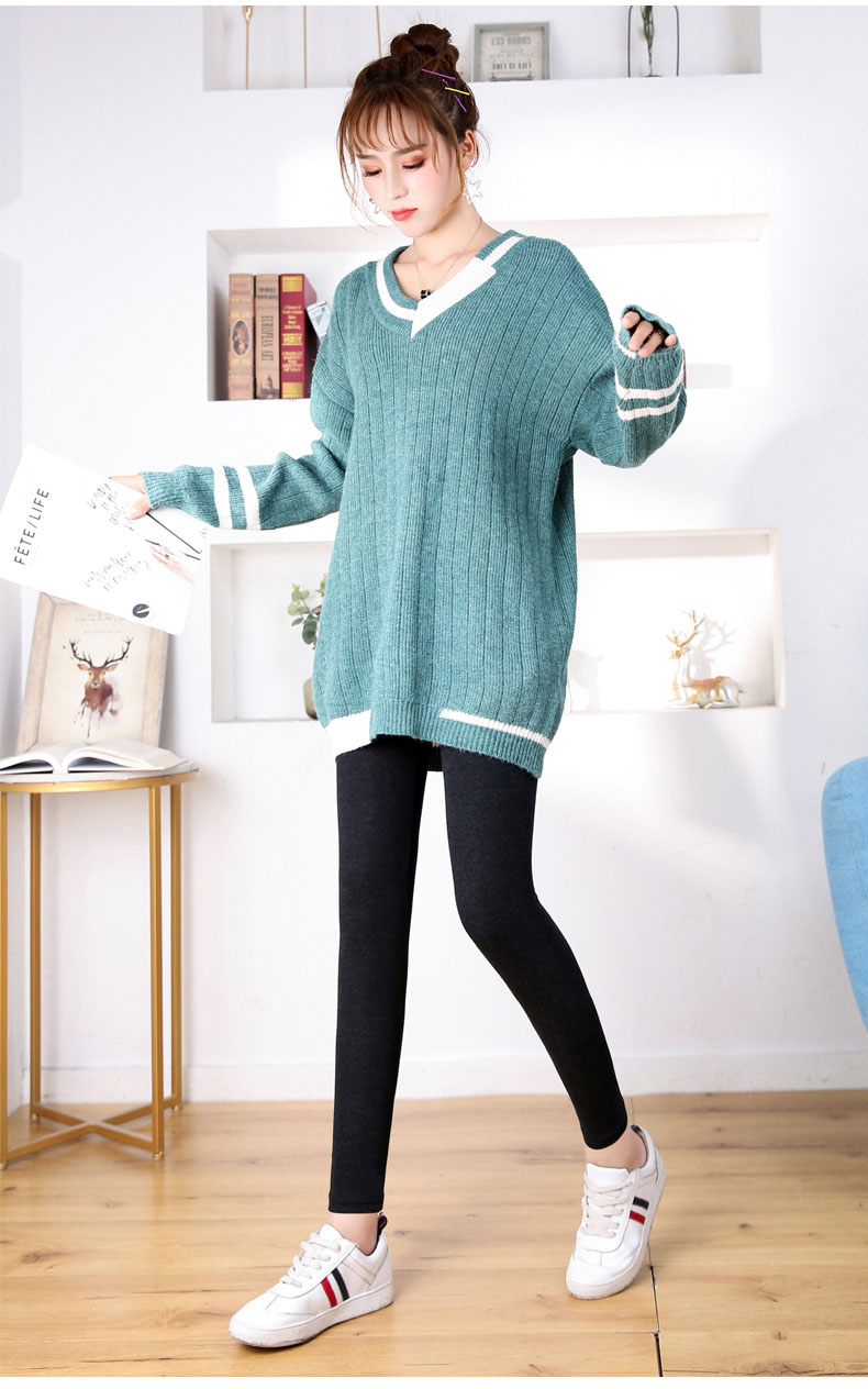 纯棉小猫打底裤女外穿秋冬季加绒加厚高腰秋裤紧身大码保暖棉裤子