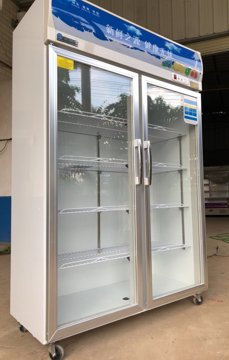 冷藏柜双开超市饮料柜商用冰箱啤酒立式冰柜水果蔬菜保鲜展示柜黑色