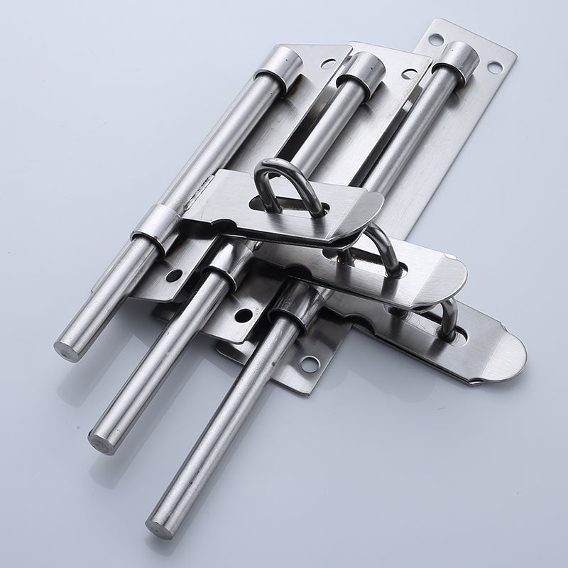 加厚不锈钢插销大门门栓木门锁扣明装加长左右防盗插销锁车库门闩