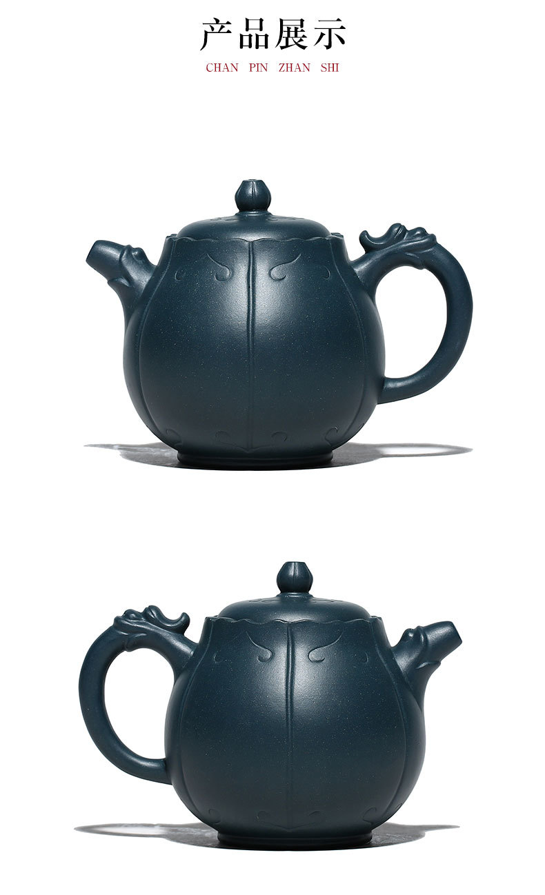 如意菱花紫砂壶厂家直销原矿绿泥王芳茶壶