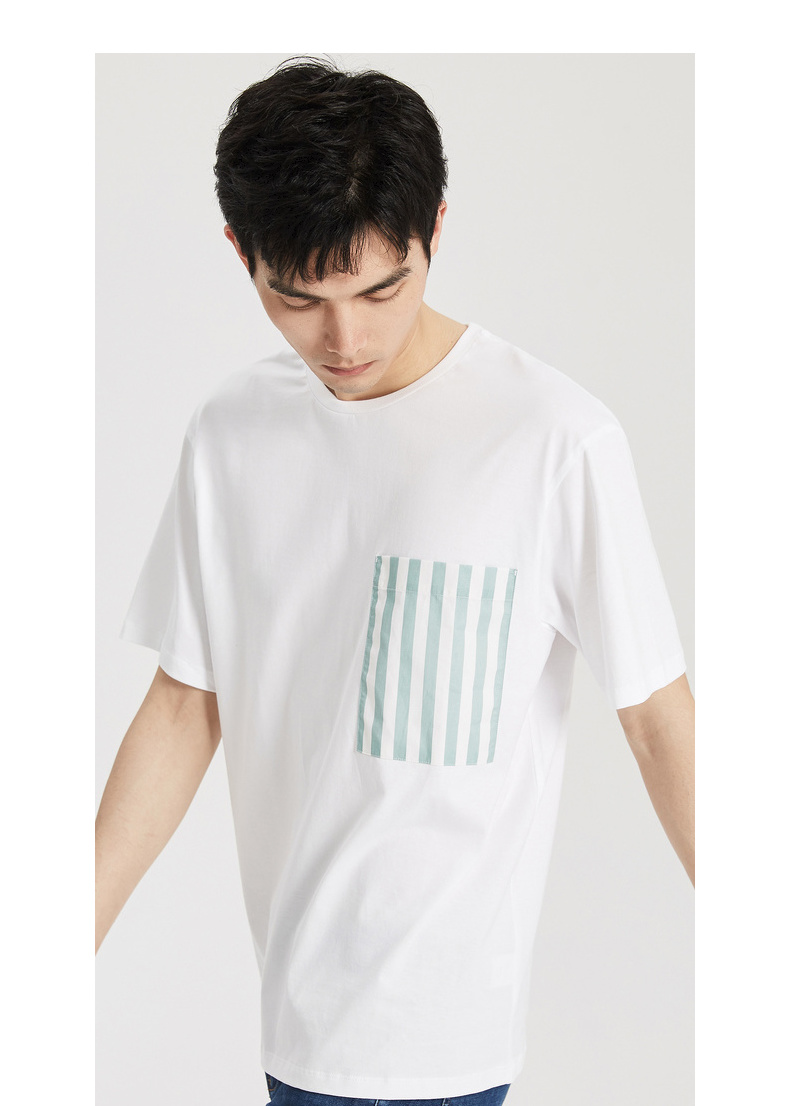 1件25折价573mecity男装时尚撞色短袖男士白色t恤打底衫