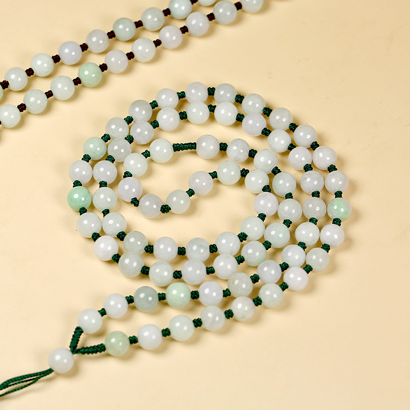 翡翠玉圆珠吊坠挂绳男手工绳子高档编织米珠项链绳挂脖玉石链子