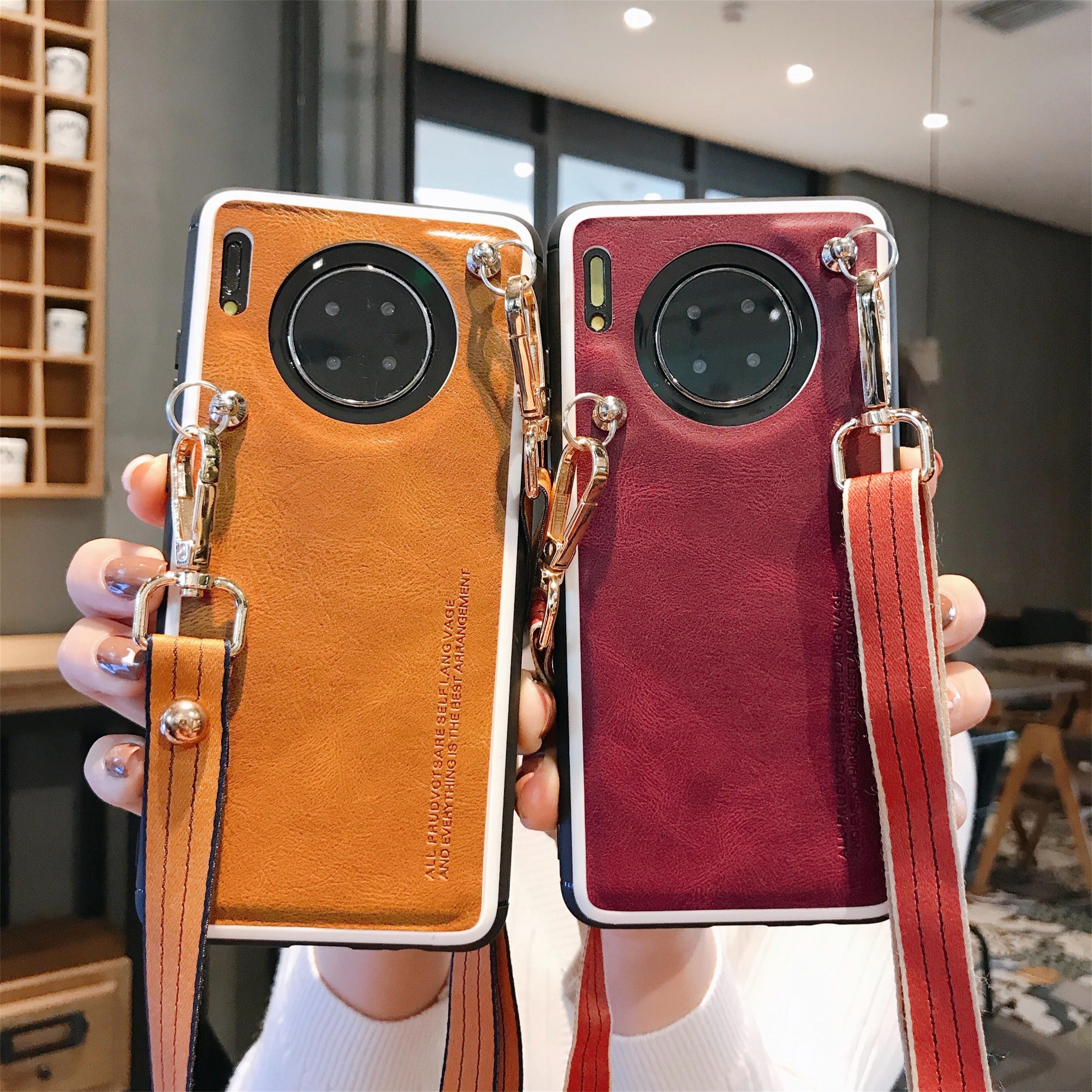 可斜挎皮质款华为mate30pro手机壳5g版mate30欧美背包式p30网红p20pro