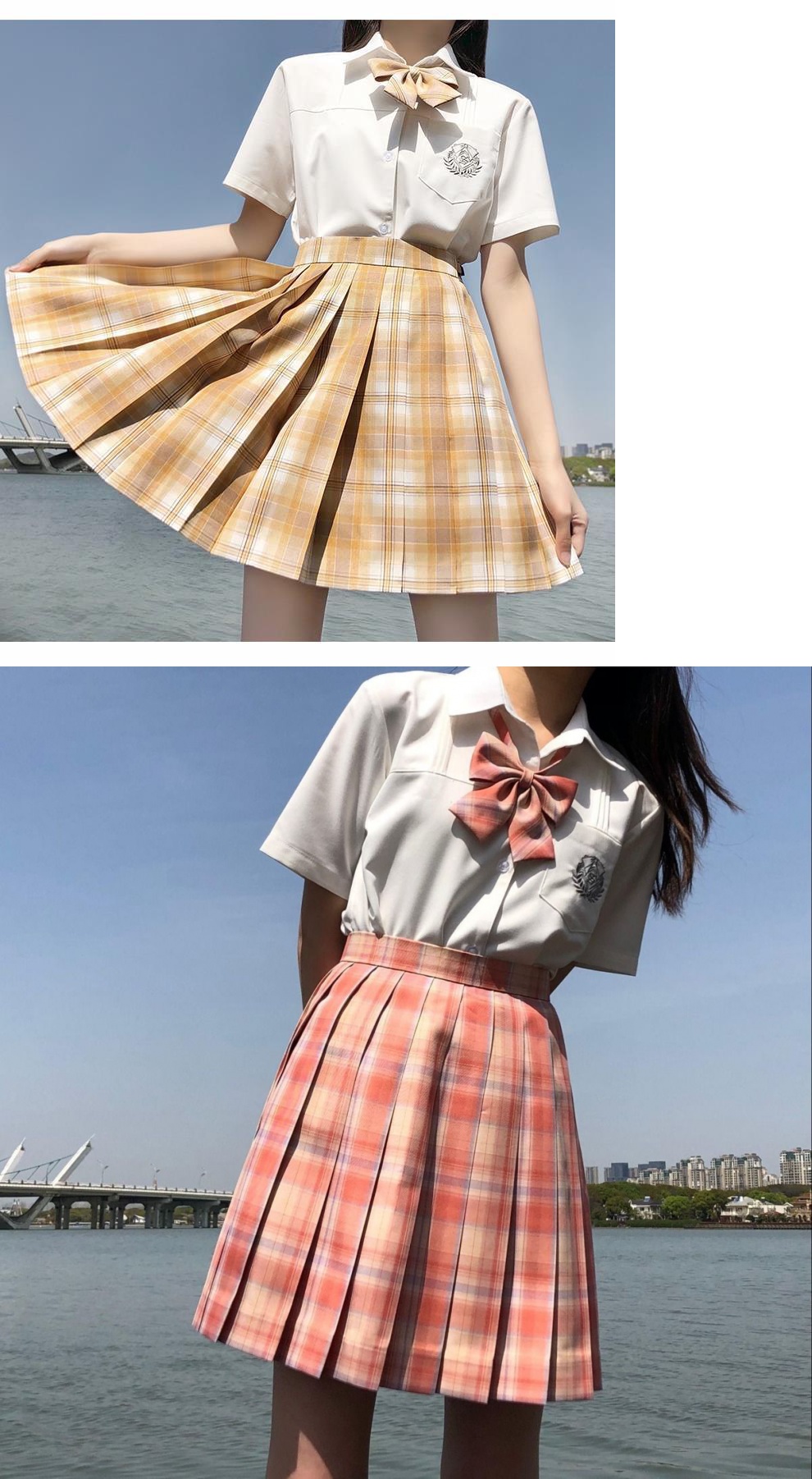 两件套2020夏季新款jk制服樱花布丁日系百褶裙套装女威珺