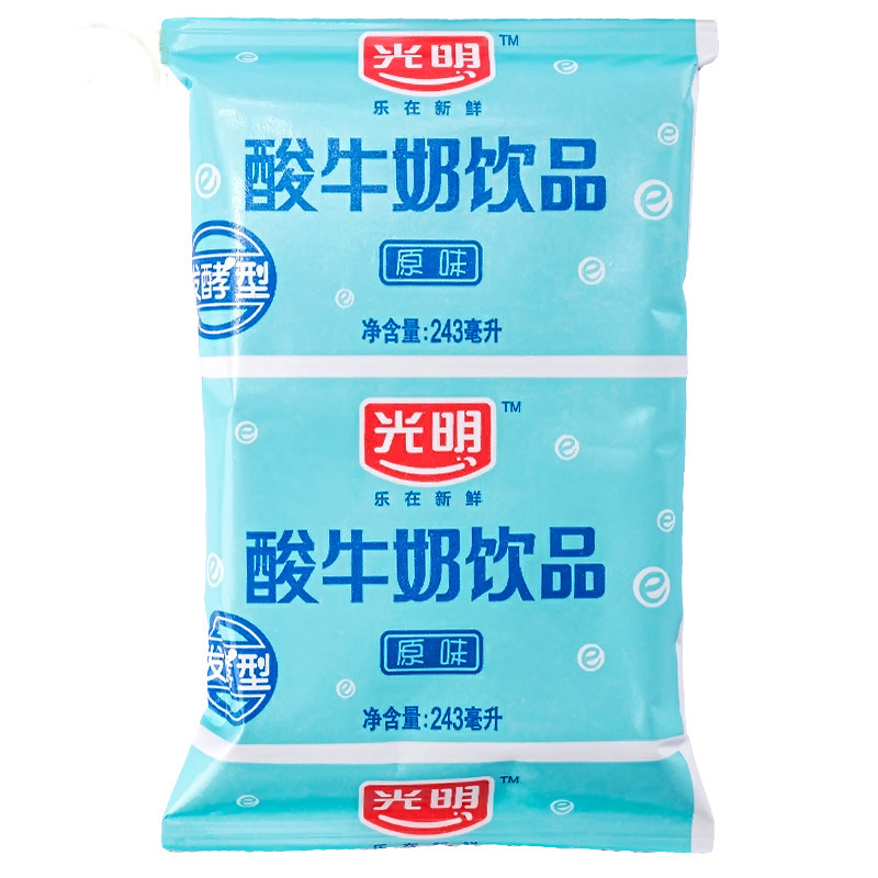 光明牛奶袋装酸牛奶饮品发酵型光明袋酸奶牛奶243ml12包