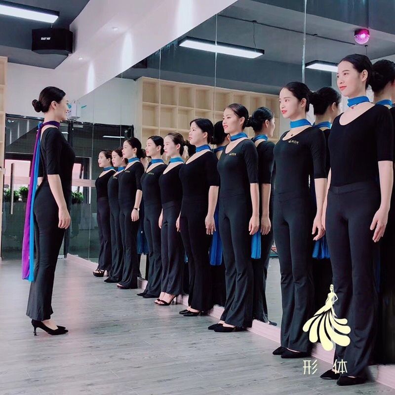 《连体式形体训练服装女优雅女人名媛舞蹈显瘦礼仪培训服练功服套装