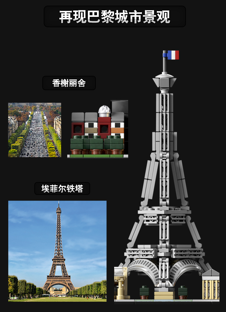 lego乐高 建筑系列巴黎21044拼插积木收藏玩具649颗粒数