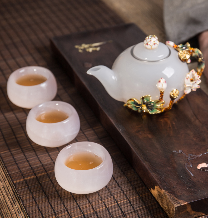 玉石建盏主人杯单杯玉瓷女品茗杯茶杯功夫茶具茶盏水杯套装 国泰家和