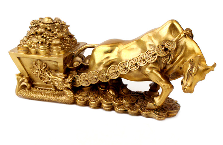 铜牛金钱牛摆件牛拉车工艺摆设牛中式十二生肖牛