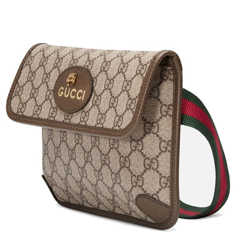 【直营】古驰(gucci)高级人造帆布虎头腰包胸包 男女通用