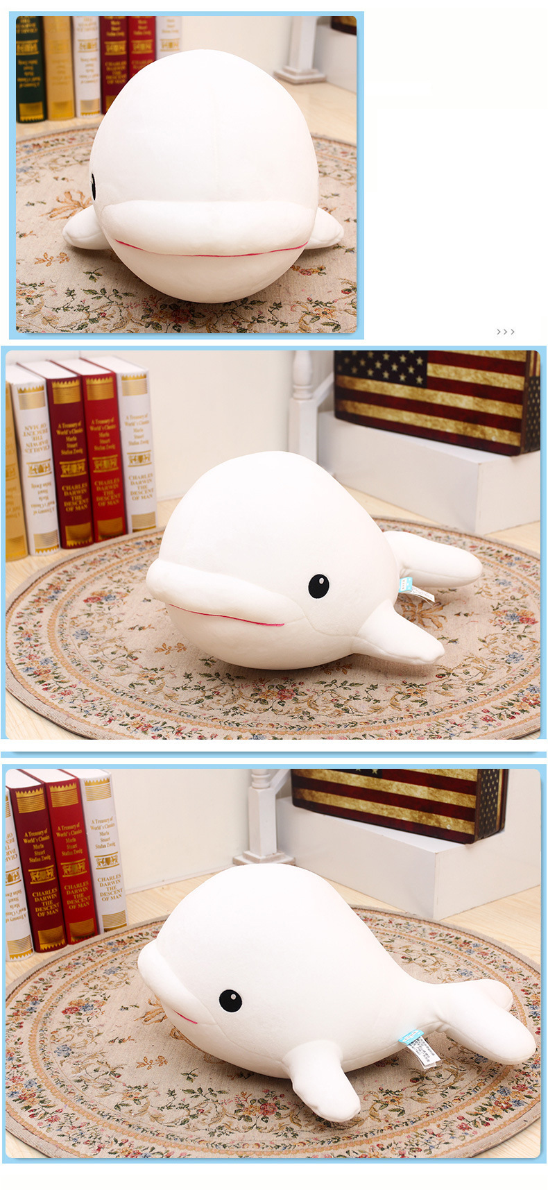 哈喽兔haloutu大白鲸毛绒玩具公仔女孩海豚儿童创意女生可爱懒人小号