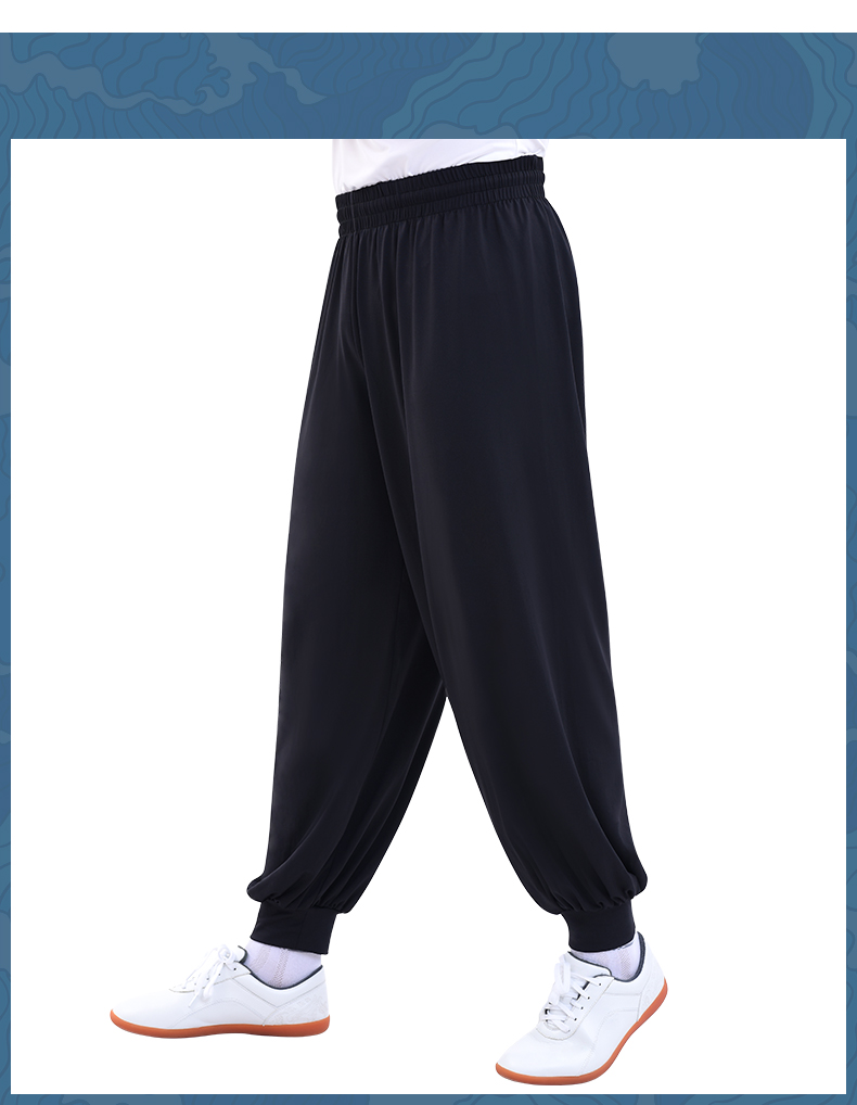 武堂太极裤春夏季宽松太极服装练功裤男女功夫瑜伽灯笼长裤九分l黑色1