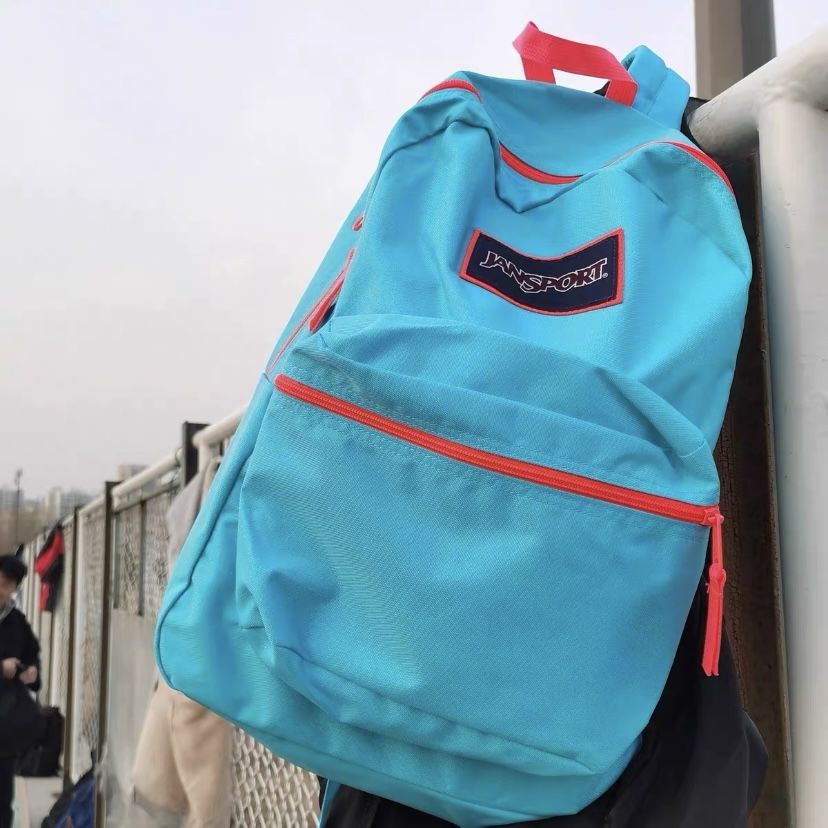 《超级杰斯伯super jansport雾霾蓝双肩背包龙舌兰男女学生书包校园
