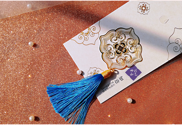 文创产品金属古风书签复古典中国风如意云纹金盘金属铜书签创意礼品