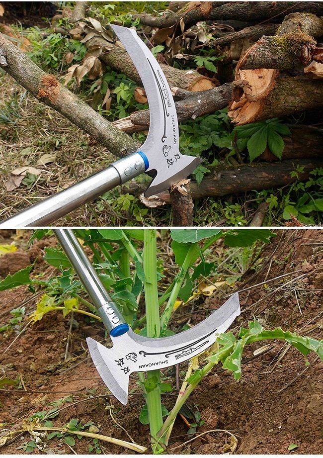 jing ping双镰刀长柄割草刀多功能开山钓鱼户外农用工具收割树柴刀