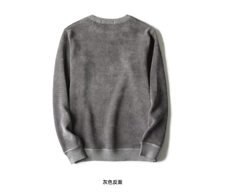 2005韩版潮流个性圆领毛衣男2019秋季新款灰色套头针织衫线衣