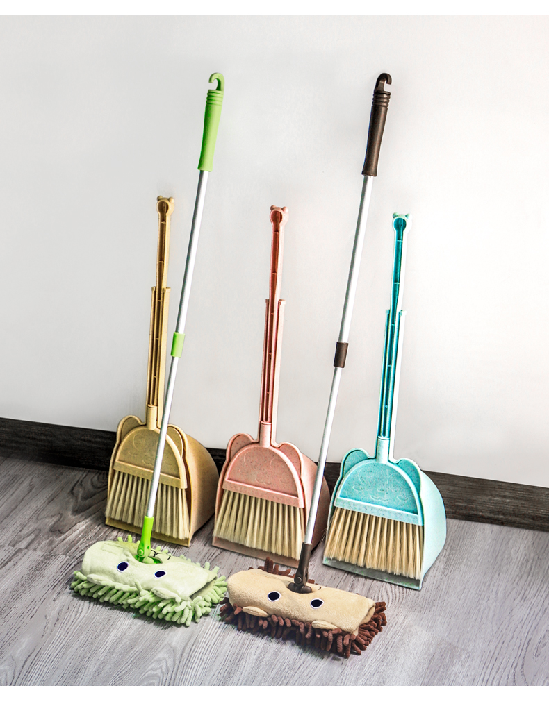 婴儿小扫帚扫地女孩宝宝过家家女童组合玩具 熊头扫把粉色[无簸箕]