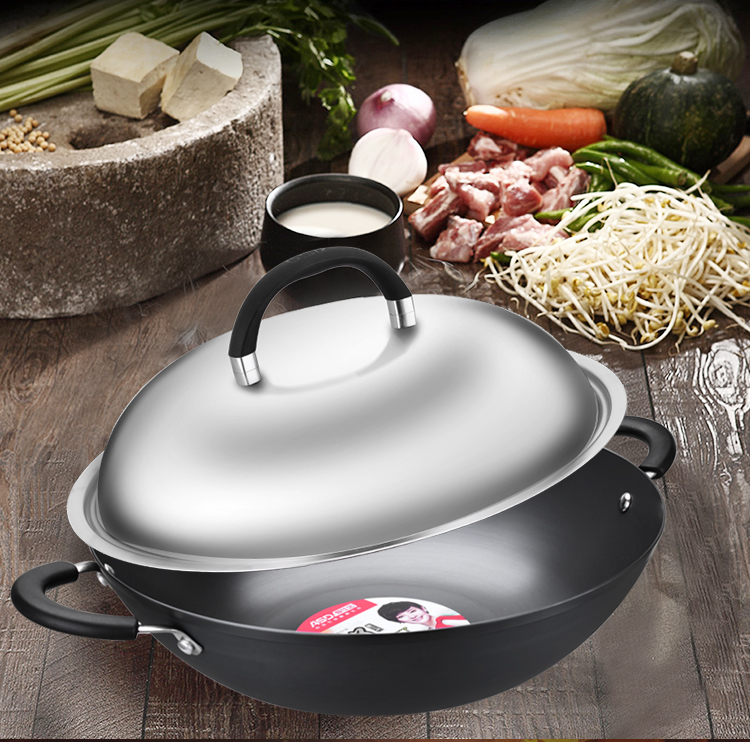 lx8536e asd/爱仕达铁锅 新三代锈不了36cm双耳无涂层电磁炉炒锅lx85