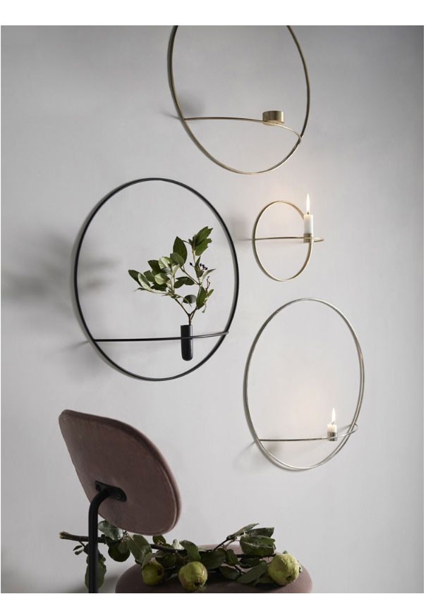 圆形蜡烛台插花壁挂立体烛台墙面软装设计餐厅咖啡馆背景壁饰【价格