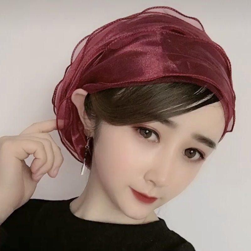 柳叶花包头帽柳叶花包头帽酒红