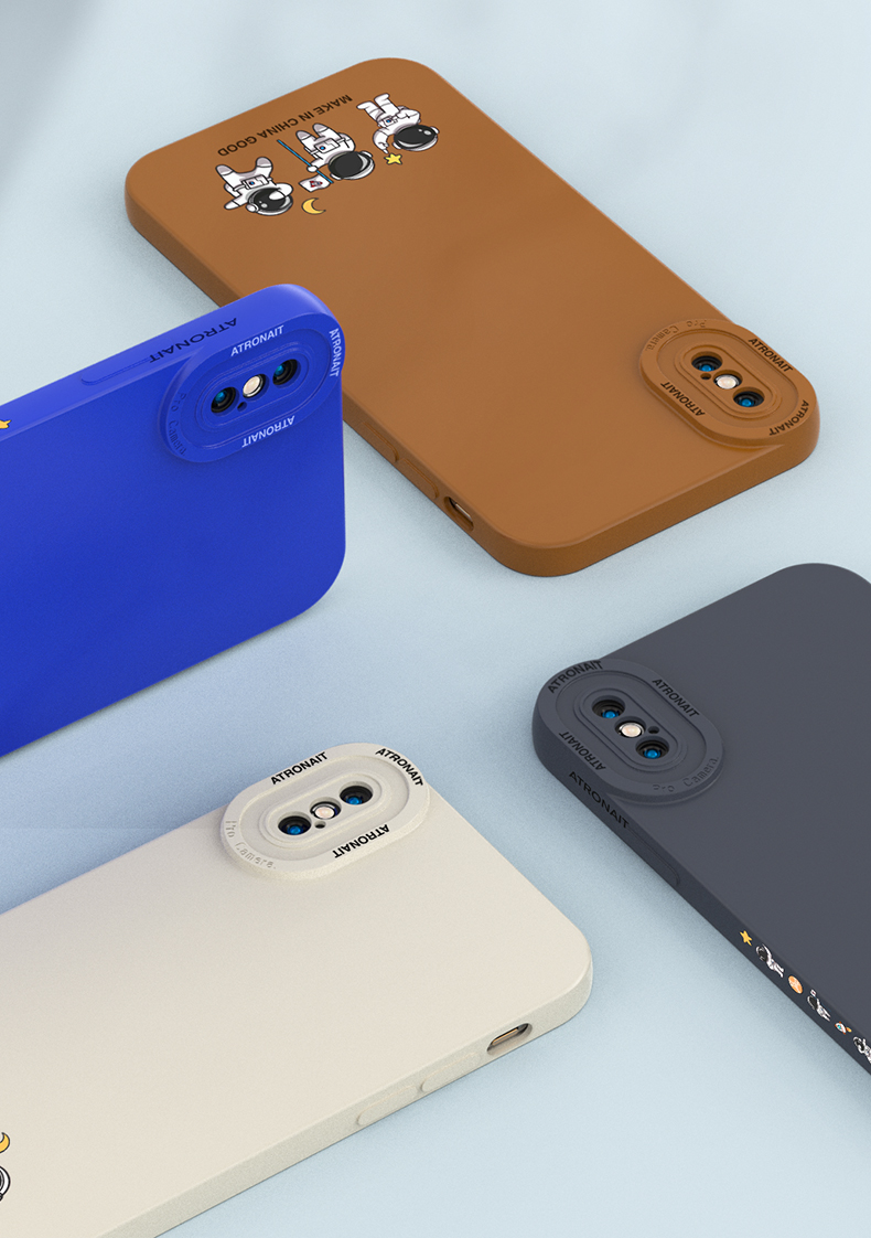 品托苹果x手机壳猫眼镜头直边液态硅胶iphonexs时尚男女卡通宇航员xs