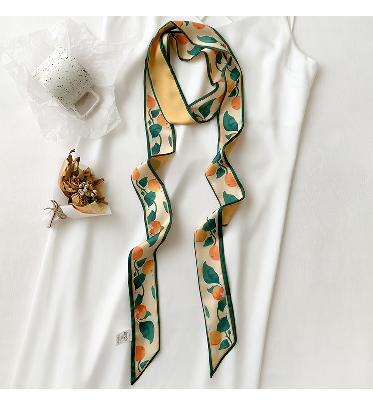 桔子墨绿超长细窄长条丝巾女围巾小领巾丝带腰带绑头发带飘带缎带春秋