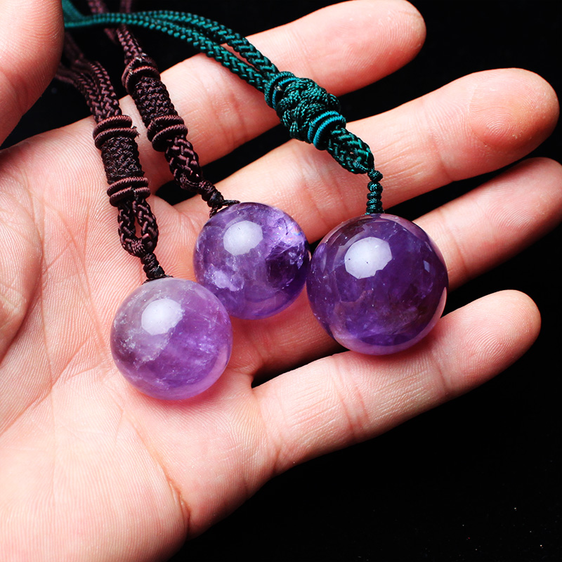 姬咪(jimi)时尚吊坠/项链556136721614 水晶天然紫水晶球灵摆吊坠男女