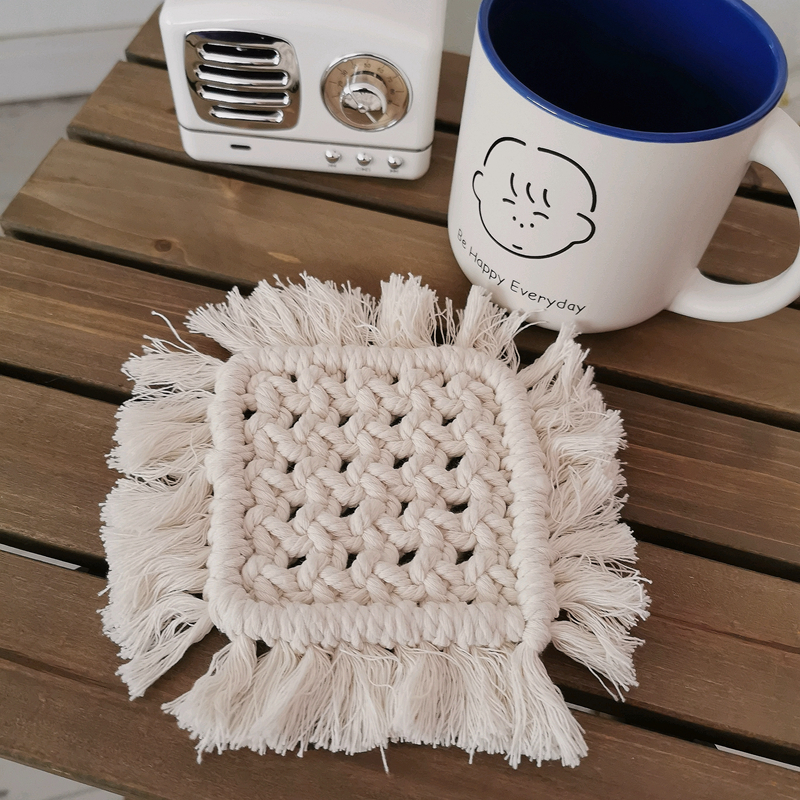 茶杯垫棉线手工编织杯垫隔热垫拍照道具