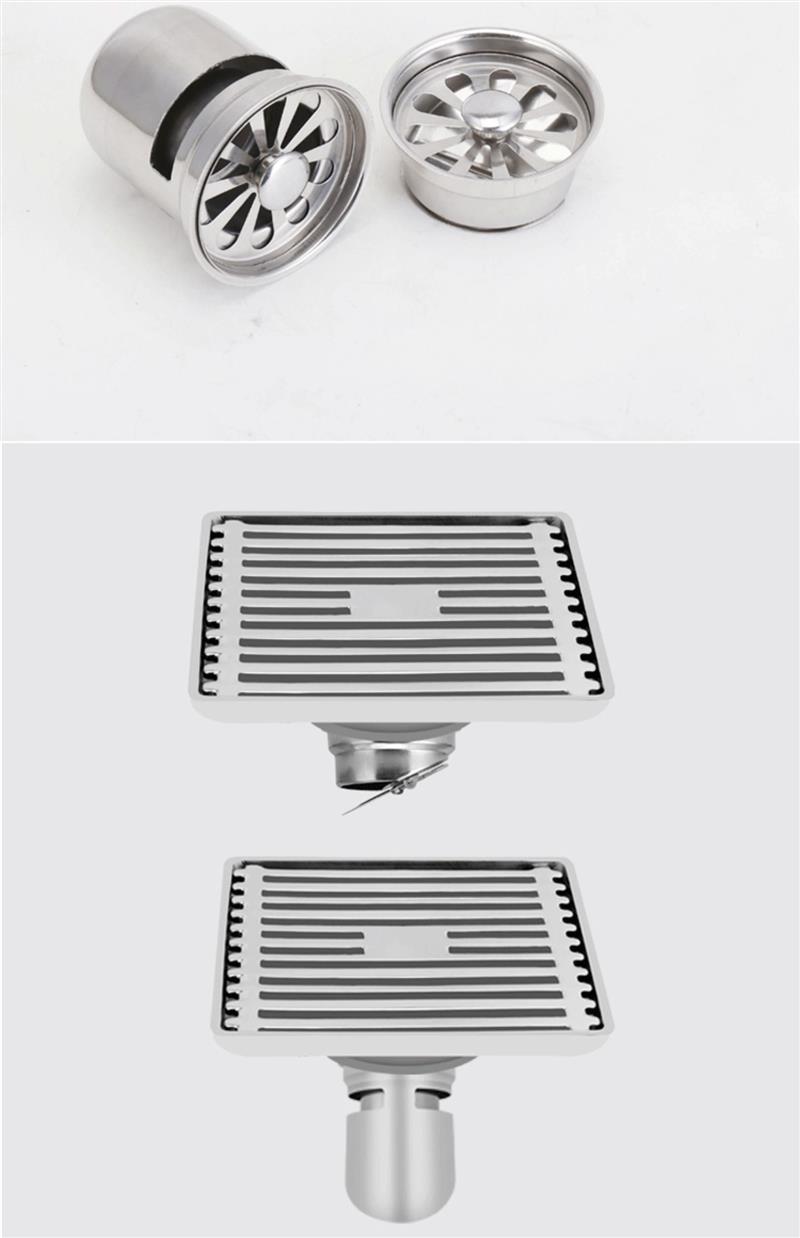 阳台75管不锈钢地漏户外110大尺寸排量地漏盖加厚防臭器15cm方形v6