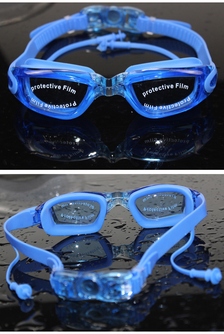 第吉尔家庭整理用具 热卖 厂家直销电镀平光游泳镜大框防水防雾泳镜