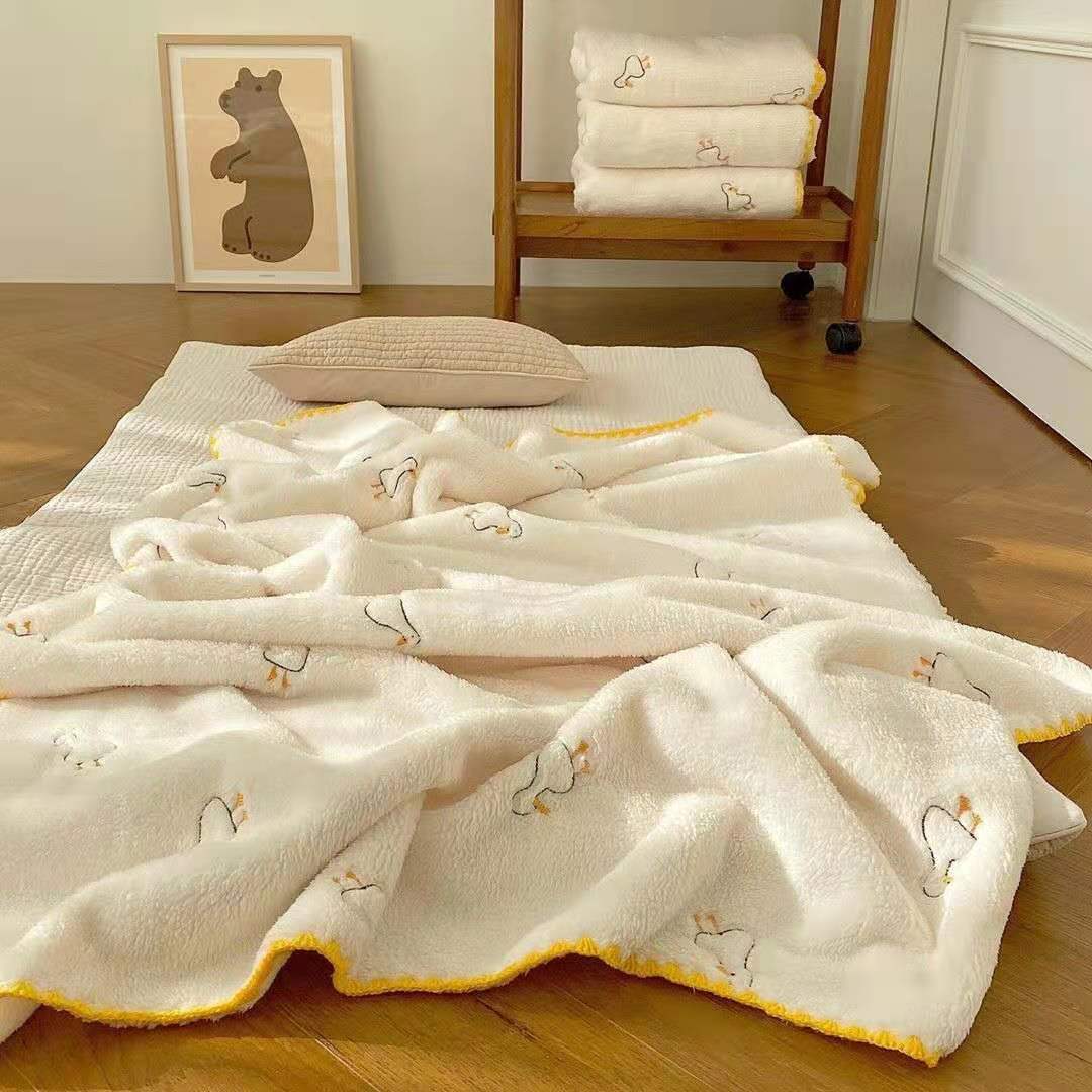 婴儿小毛毯子儿秋冬盖毯宝宝法莱绒春秋珊瑚绒外出推车毯被子 御蓝锦