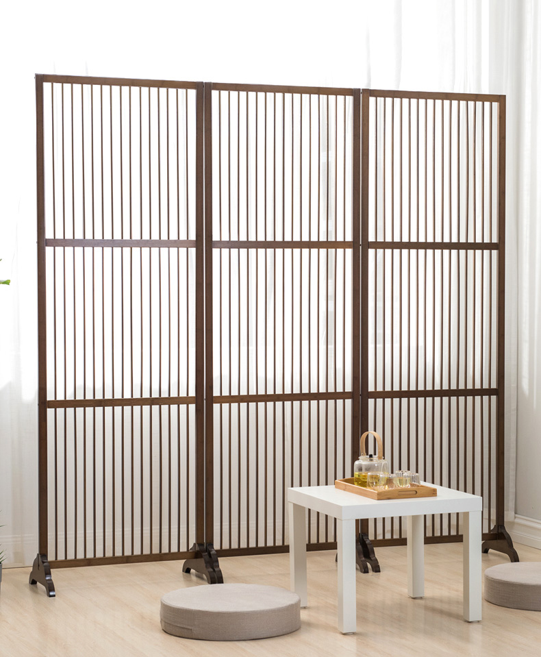 可折叠屏风卧室遮挡竹家用屏风新中式实木办公室屏风隔断移动屏风定制