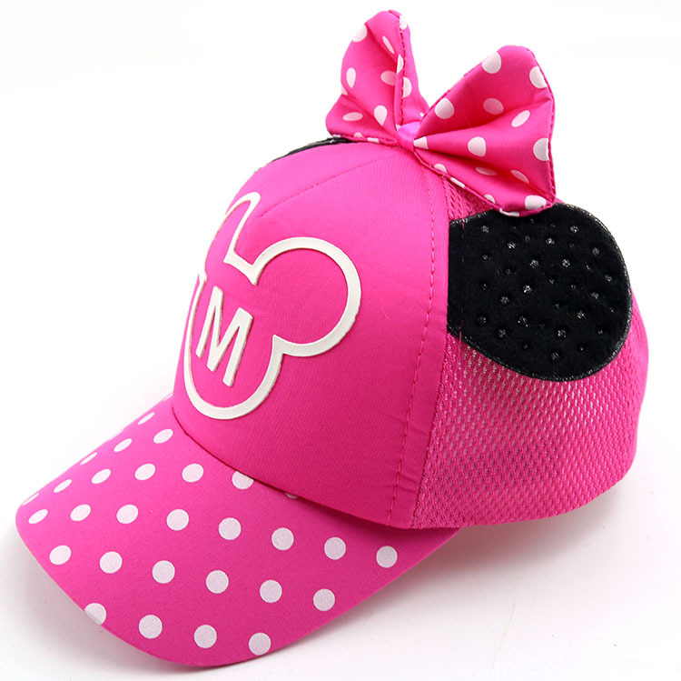 儿童米奇帽子男女童米老鼠棒球帽防晒太阳帽春夏小孩遮阳鸭舌帽潮 喻