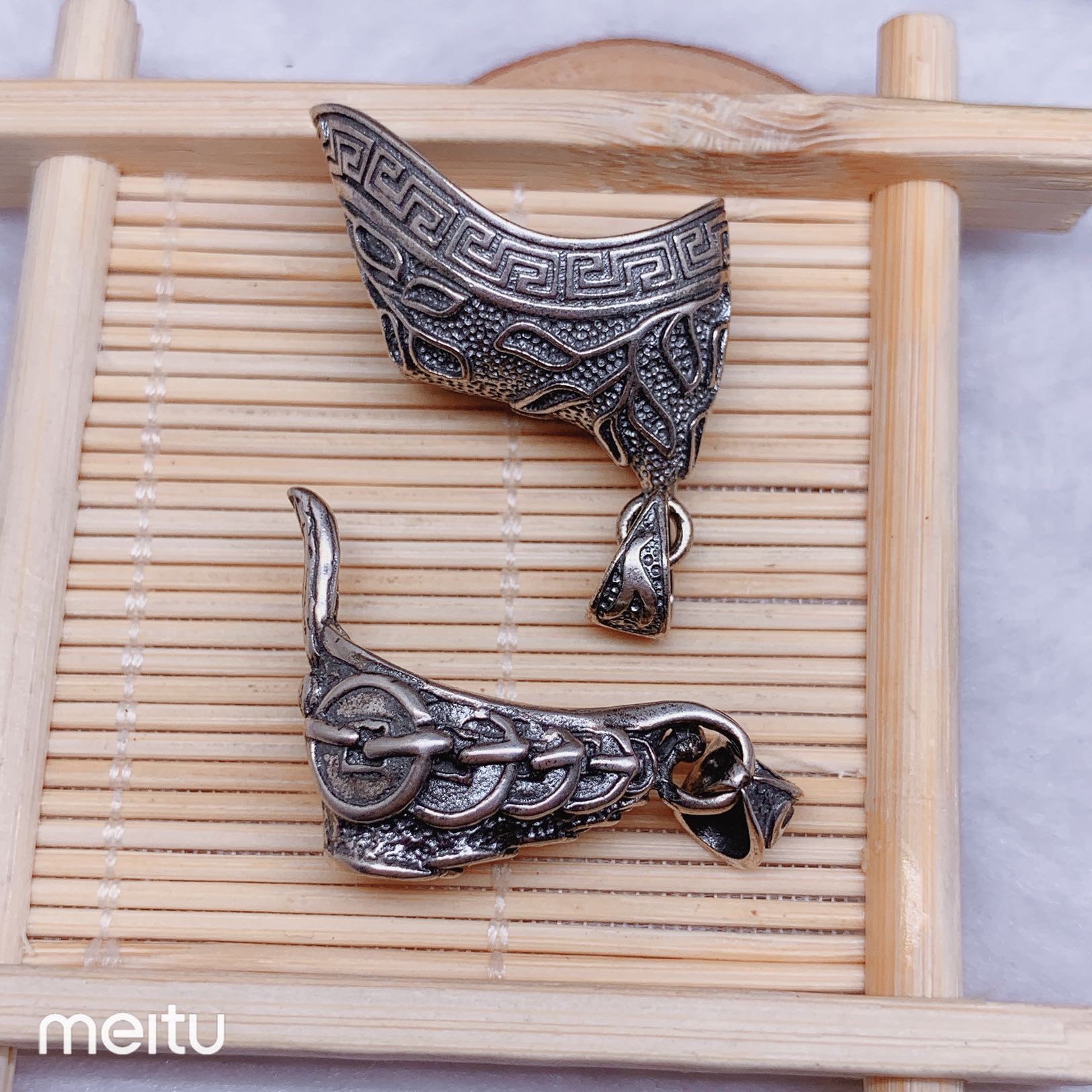 纯银虎爪熊钩子熊爪子包银鹰爪虎钩镶嵌吊坠防裂保护套银饰配件 jimi