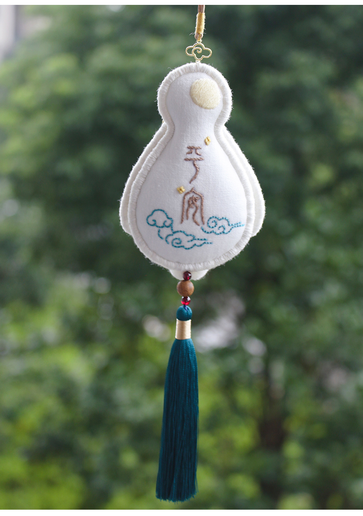 手工diy刺绣平安符兔子香囊车挂件汉服香包材料包送男友新年礼物