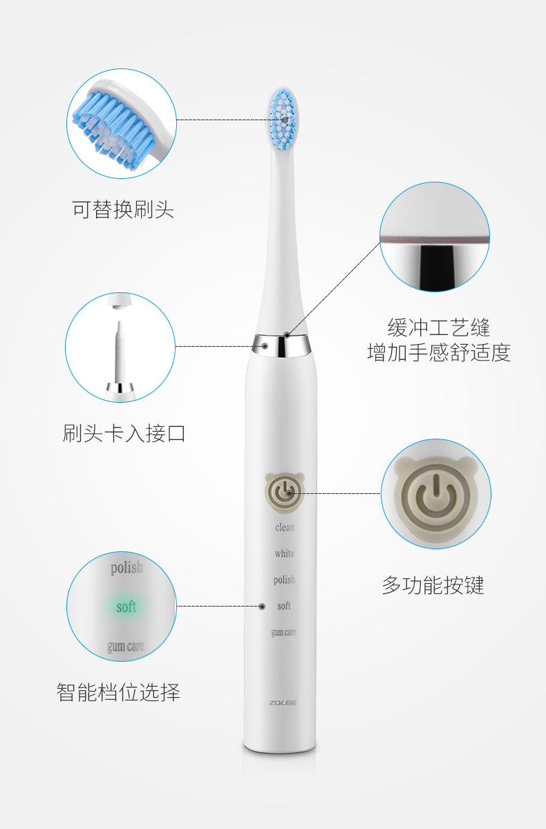 中联电动牙刷成人情侣学生男女软毛防水静音全自动牙刷软毛刷牙
