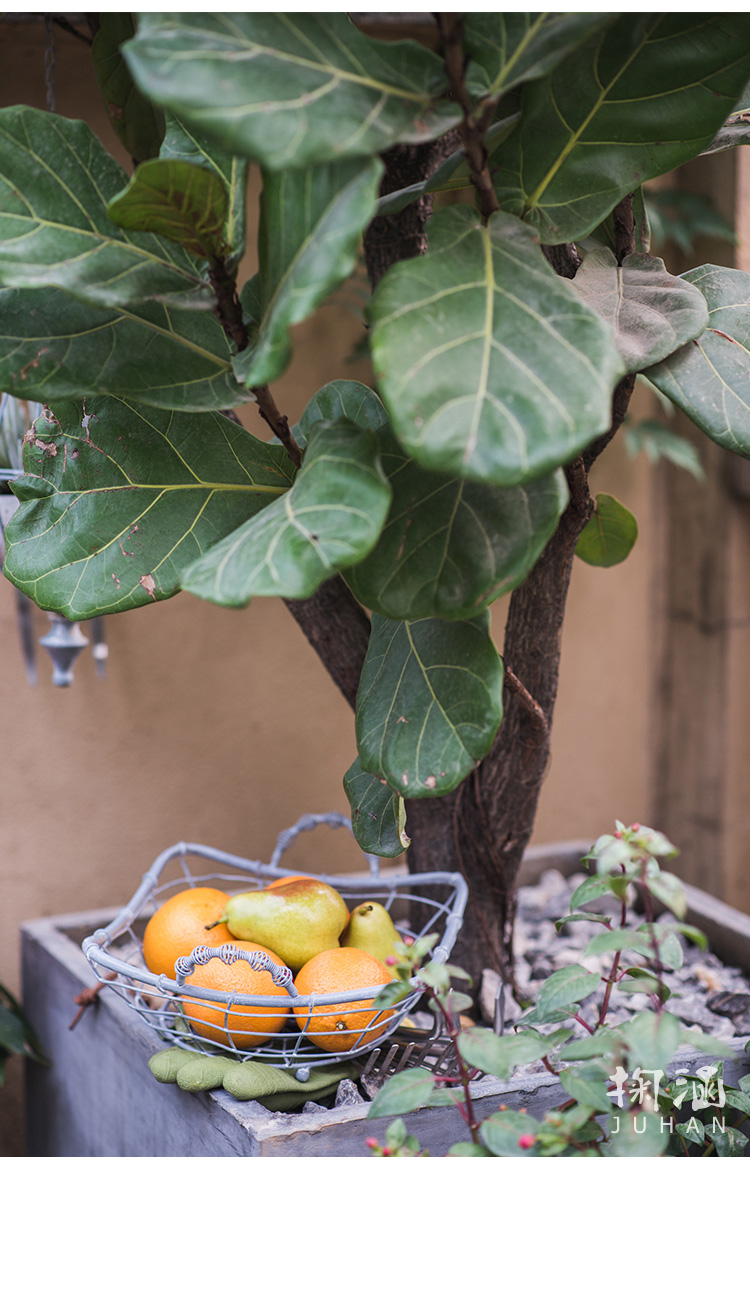 美帮汇复古铁艺手编篮子水果篮菜篮子收纳篮收纳筐户外园艺