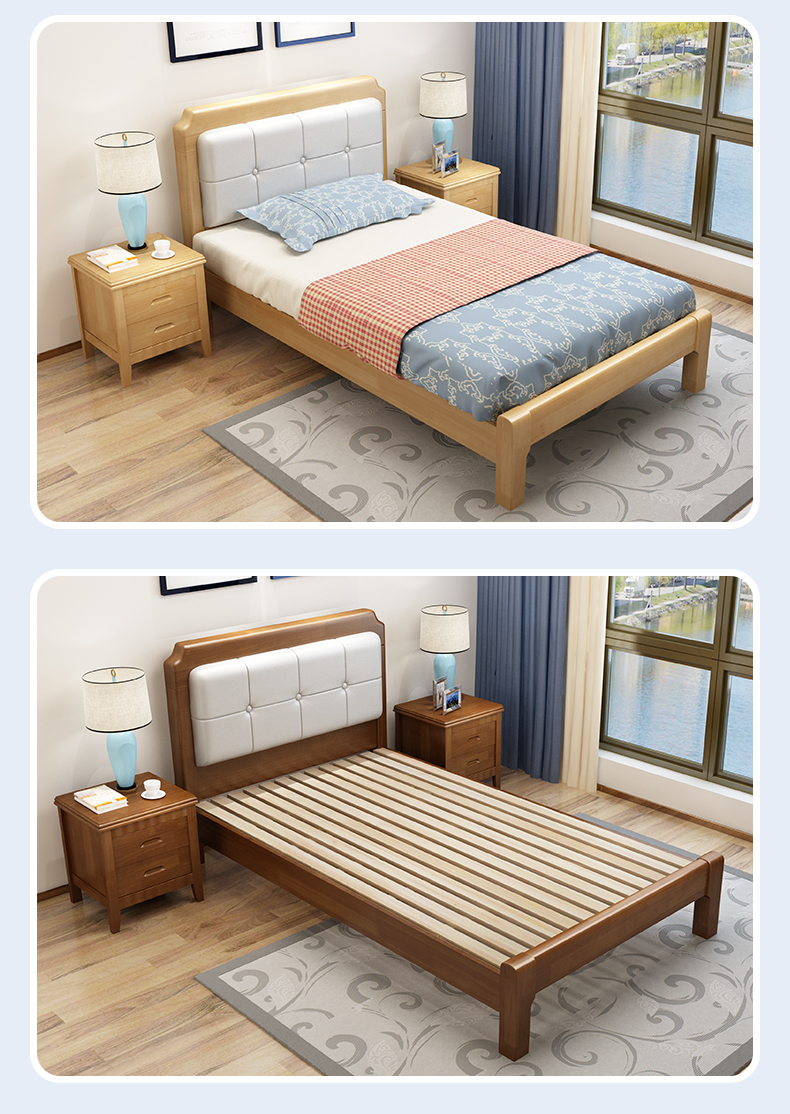 寻木匠实木床135小床1米2床小孩床床男孩单人床12米15米床家用