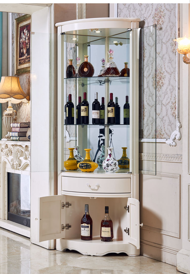 角柜现代简约客厅墙角柜实木三角形拐角柜弧形多功能转角家用酒柜