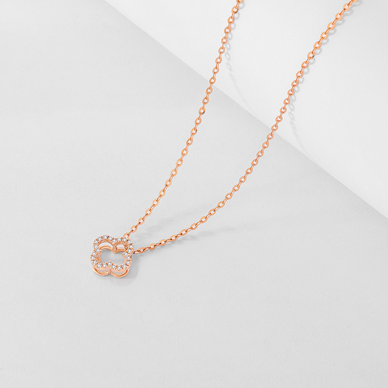 crd克徕帝18k玫瑰金色钻石项链女气质女士锁骨套链