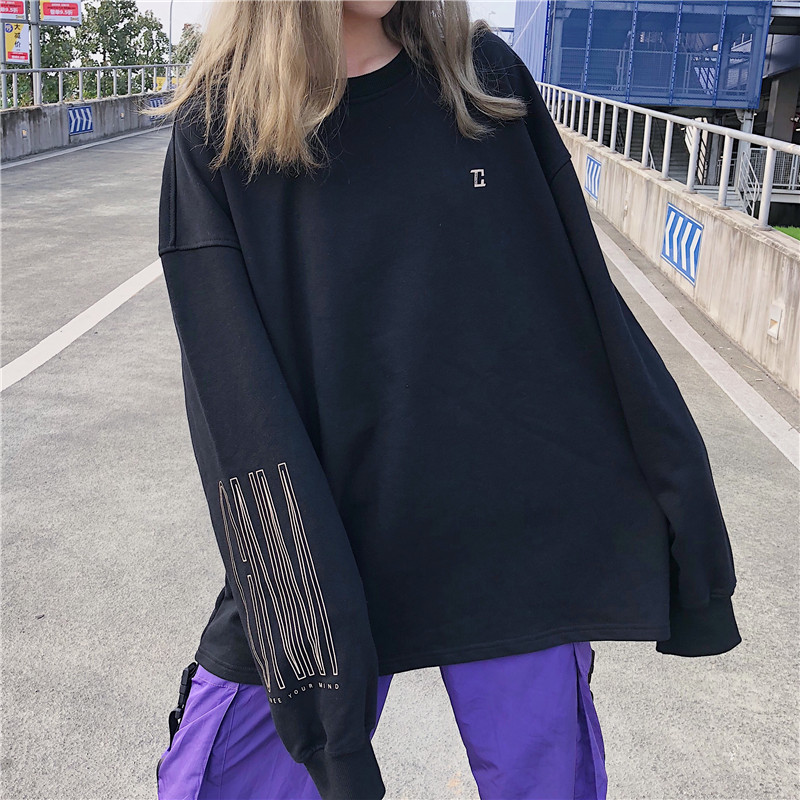 vetiver长袖卫衣女士潮ins宽松韩版春秋薄款2019新款bf慵懒风外套