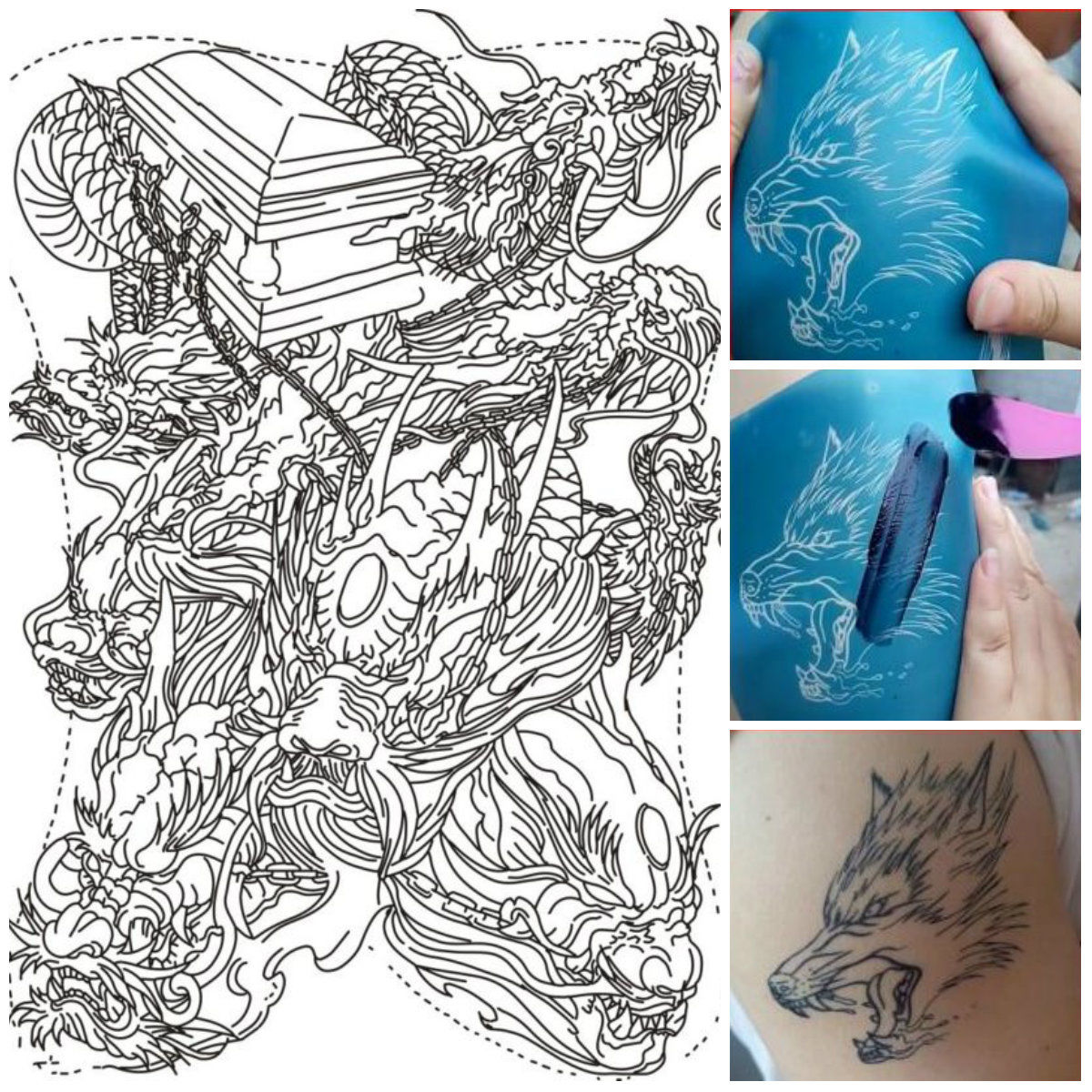 过肩龙纹身贴模板可重复男女防水持久仿真刺青花胸全半臂花臂果汁 半