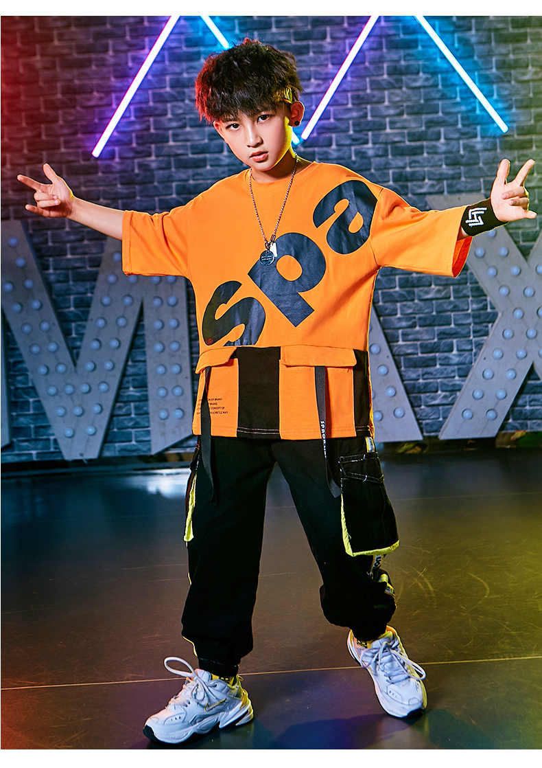 问荷(wenhe)街舞儿童潮服男童嘻哈套装女孩架子鼓演出服爵士服装少儿