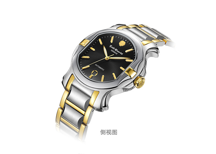 艾米龙(emile chouriet)手表子爵系列间金色精钢带机械男表08.1158.g.