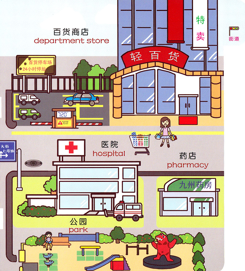 街道幼儿认知小百科英汉对照中英双语图画书儿童绘本0 3 5周岁婴幼儿启蒙认知撕不烂亲子早教书kp1001 佚名著 摘要书评在线阅读 苏宁易购图书