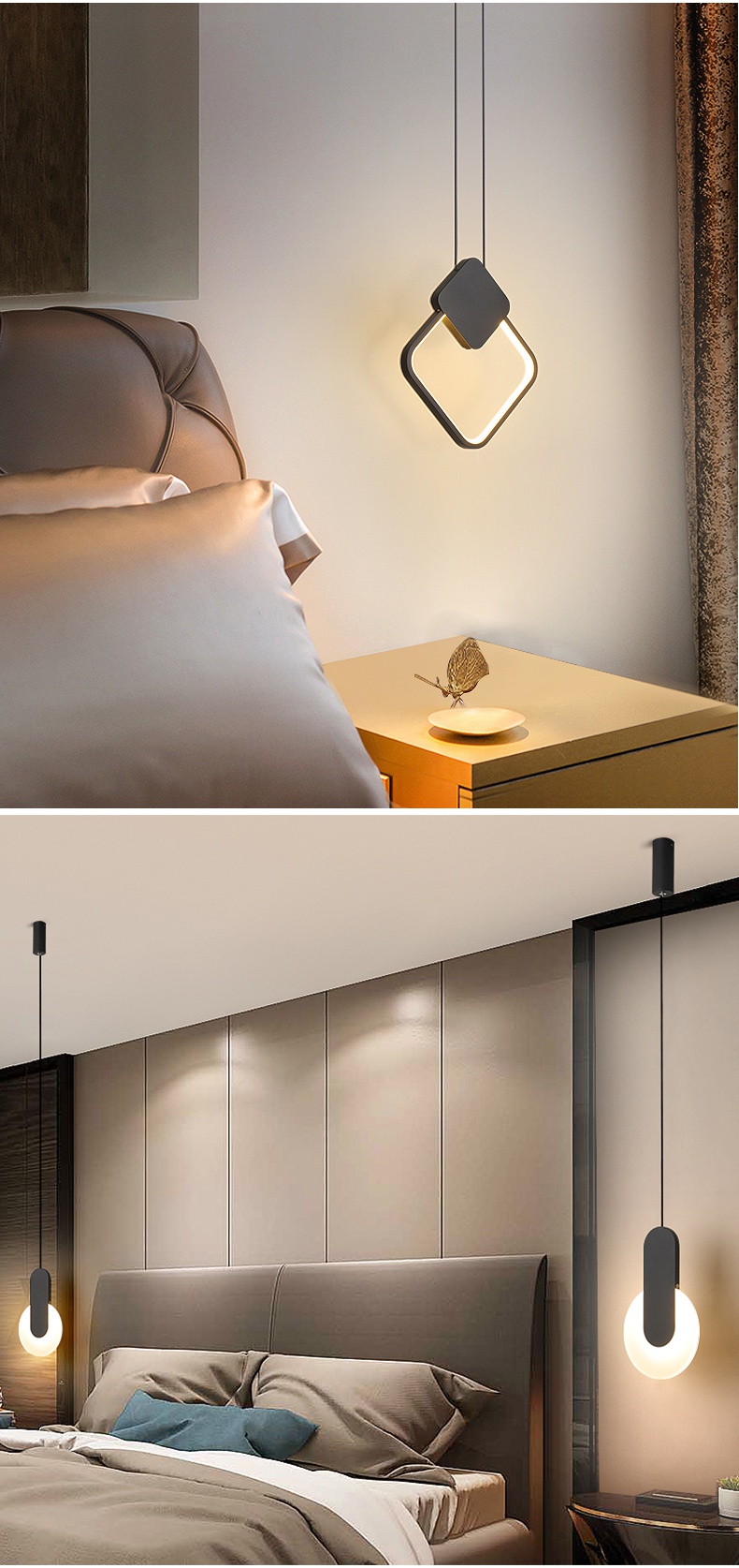家装优选卧室床头吊灯长线北欧轻奢灯具现代简约创意吧台led长条灯小